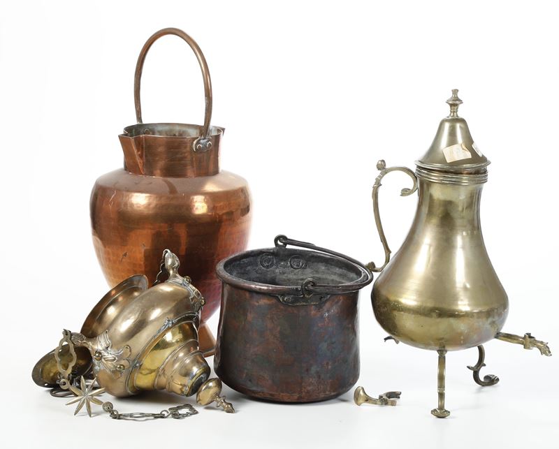 Lotto di oggetti in rame e ottone  - Auction Antique - Cambi Casa d'Aste