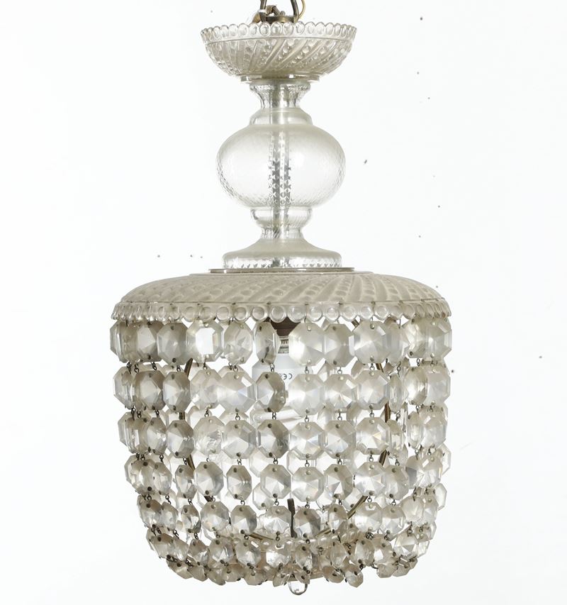Piccolo lampadario in vetro satinato  - Auction Antique - Cambi Casa d'Aste