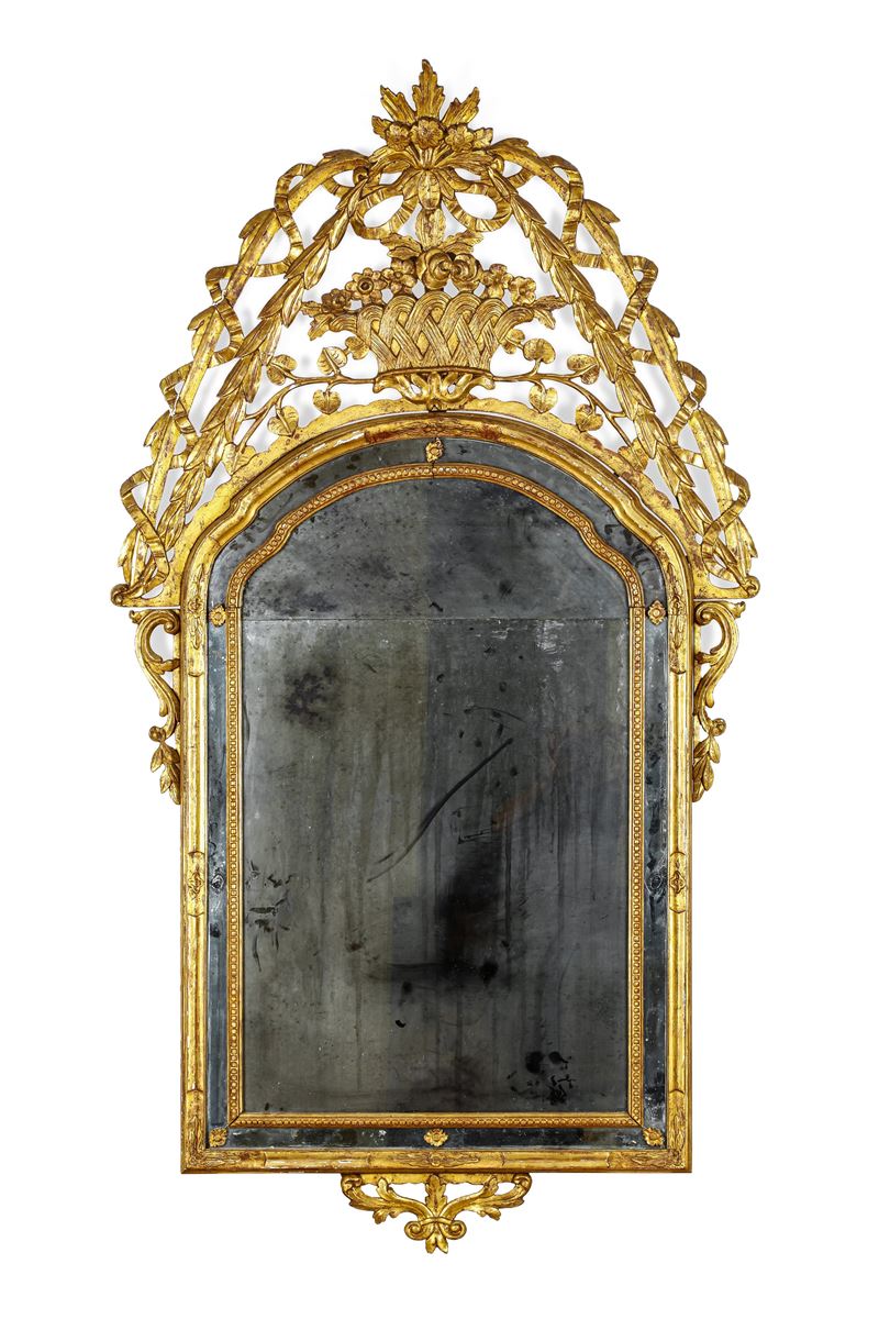 Specchiera in legno intagliato e dorato. XVIII-XIX secolo  - Asta Dimore Italiane - Cambi Casa d'Aste