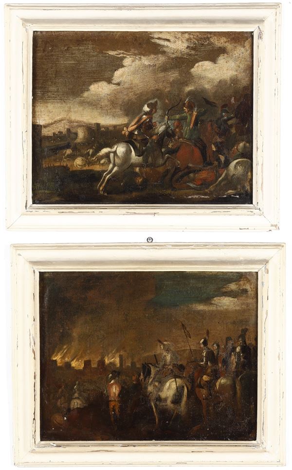 Scuola del XVII secolo Scontri di cavalleria