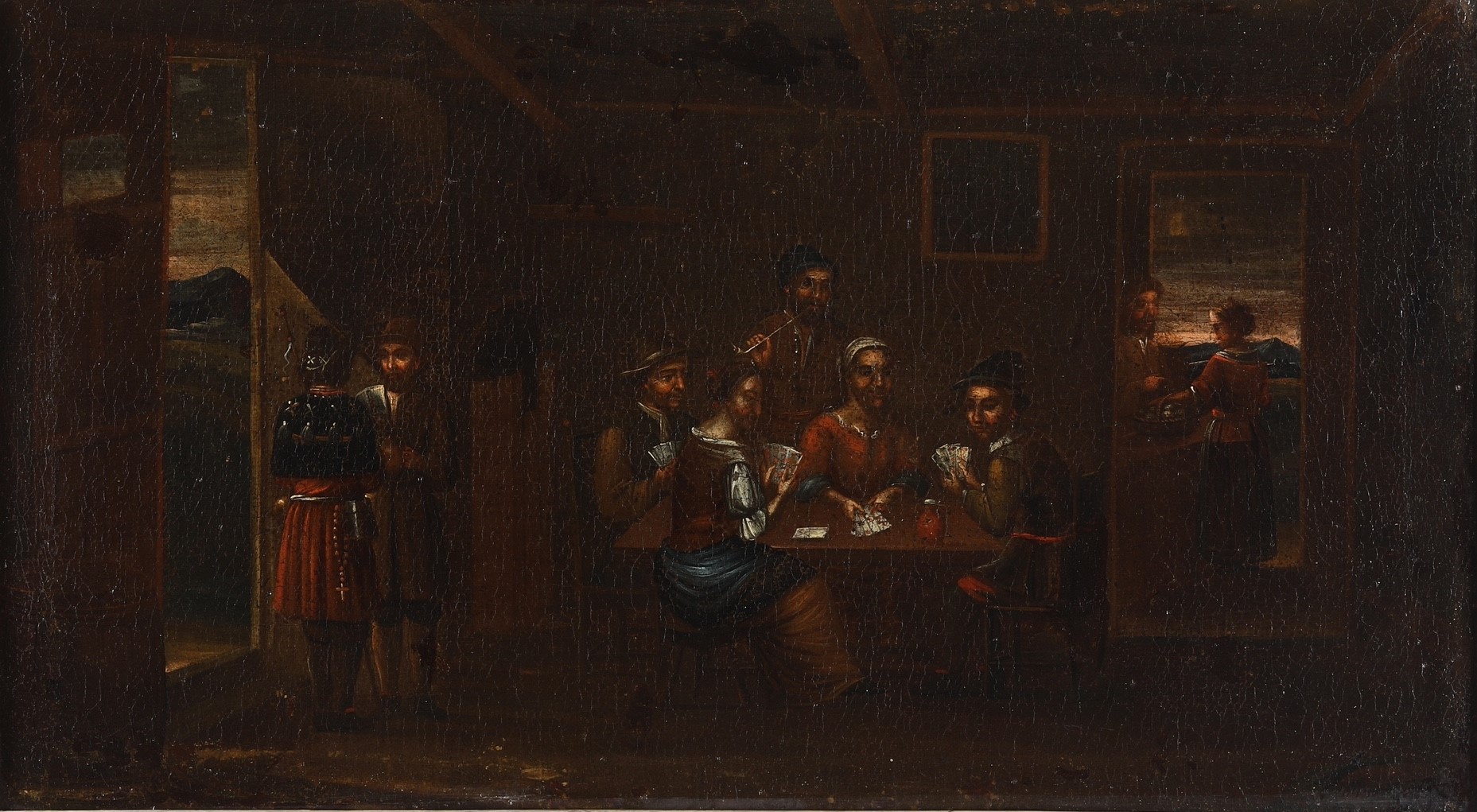 Matteo Ghidoni Detto Matteo De' Pitocchi - Scene di genere con contadini, olio su tela