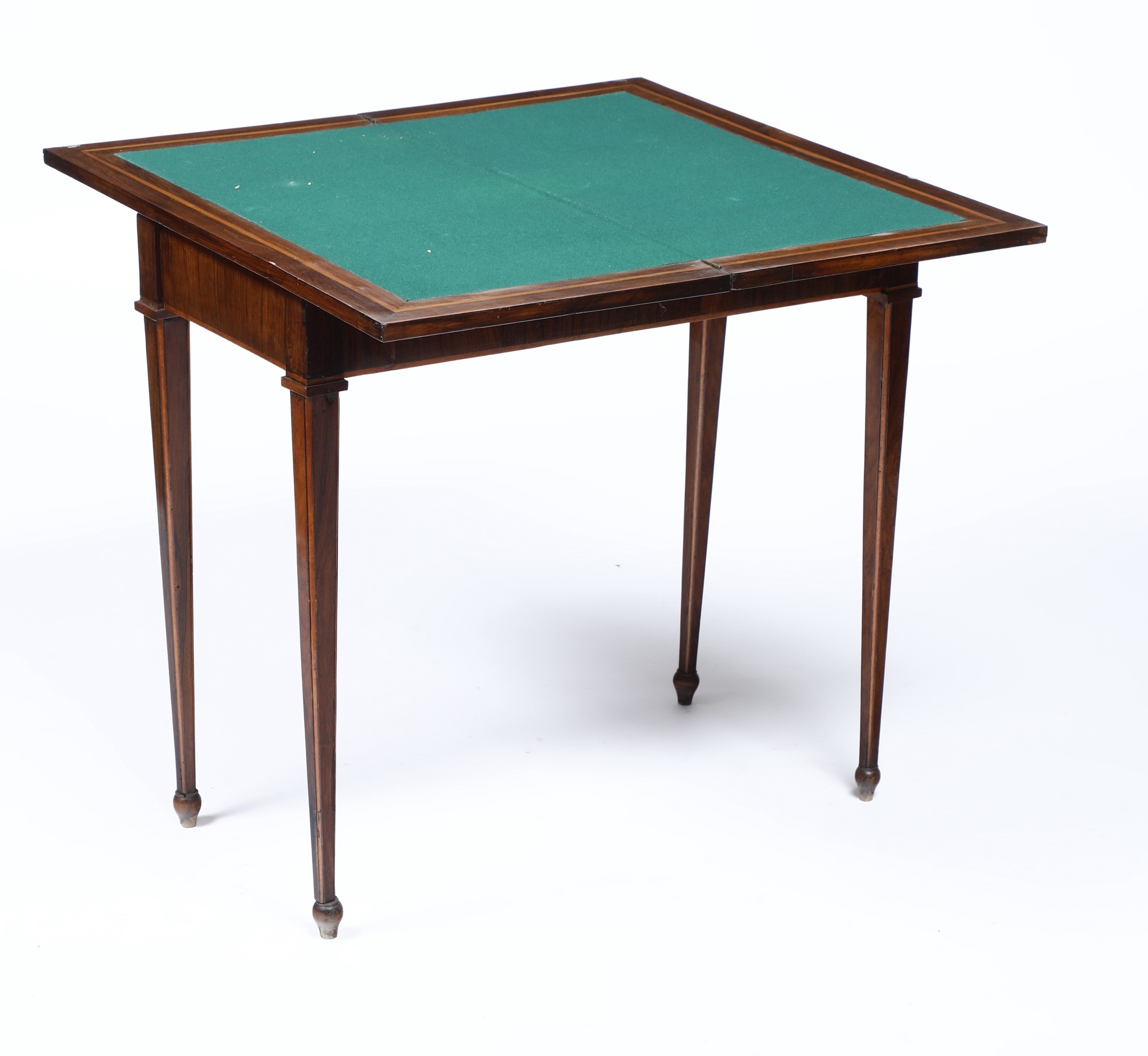 Tavolo da gioco, legno lastronato e filettato, XVIII-XIX secolo