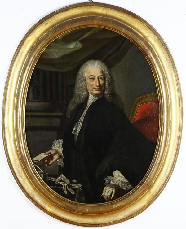 Scuola del XVIII secolo Ritratto di gentiluomo con lettera