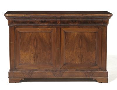 Credenza Lastronata in Mogano a Due Ante. XIX Secolo