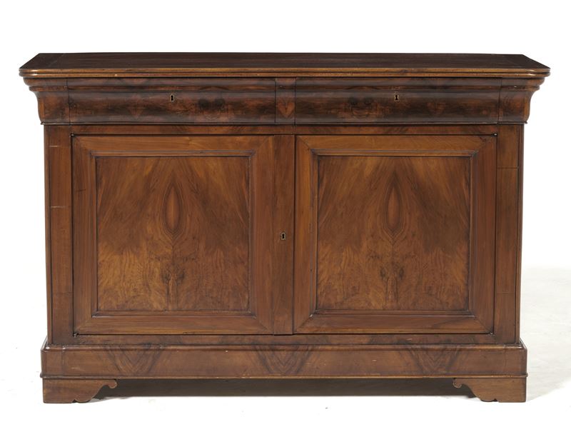Credenza lastronata in mogano a due ante. XIX secolo  - Auction Antique - Cambi Casa d'Aste