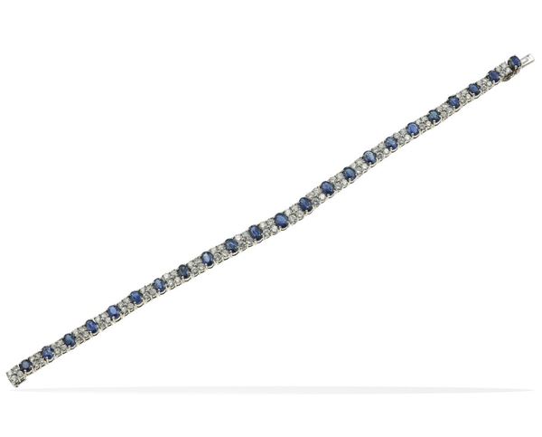 Sapphire and diamond bracelet and a pair of earrings