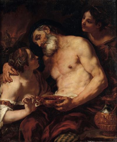 Lot e le figlie, olio su tela