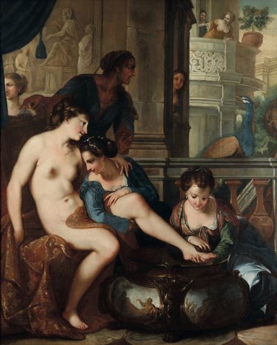 Betsabea al bagno, olio su tela