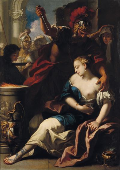 Il sacrificio di Iefte, olio su tela, 131 x 185 cm