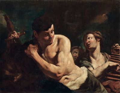 Trionfo di Davide con la testa di Golia, olio su tela