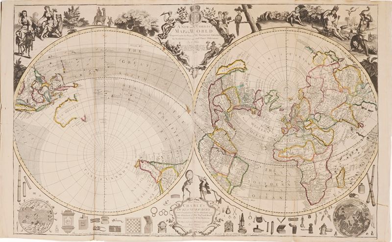 Price Charles. A New and Correct Map of the World Projected Upon the Plane of the Horizon Laid Down from the Newest Discoveries and Most Exact Observations  - Asta Libri antichi e rari, Stampe, Vedute e Mappe - Cambi Casa d'Aste