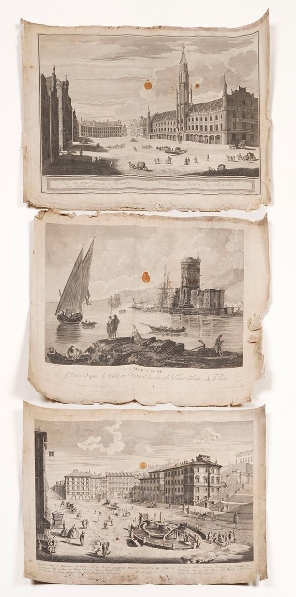 Anonimo-Paroli. Veduta della Piazza di Spagna in Roma, secolo XVIII.