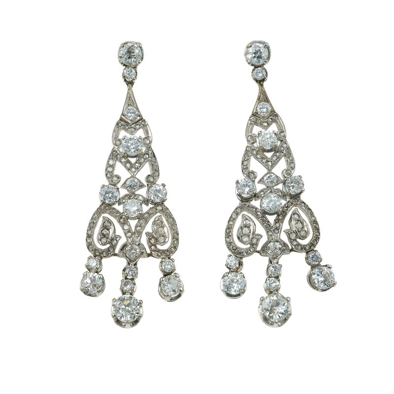 Orecchini chandelier con diamanti  - Asta Fine Jewels - Cambi Casa d'Aste