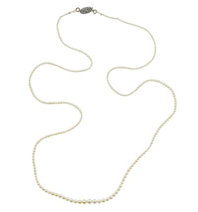 Sautoir con piccole perle, catenina di sicurezza in argento 925