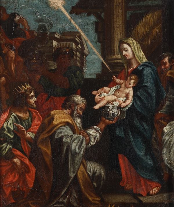 Scuola veneta del XVIII secolo Adorazione dei Magi