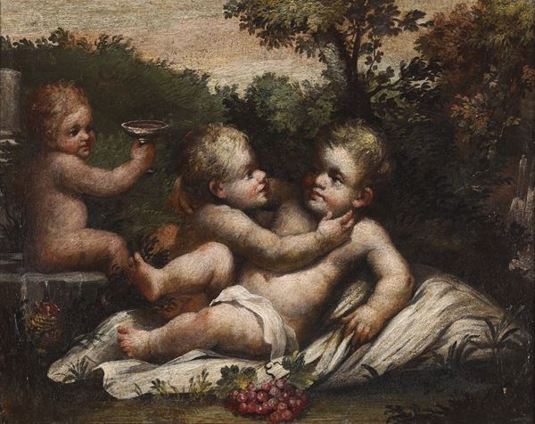 Scuola del XVII-XVIII secolo Puttini ebbri