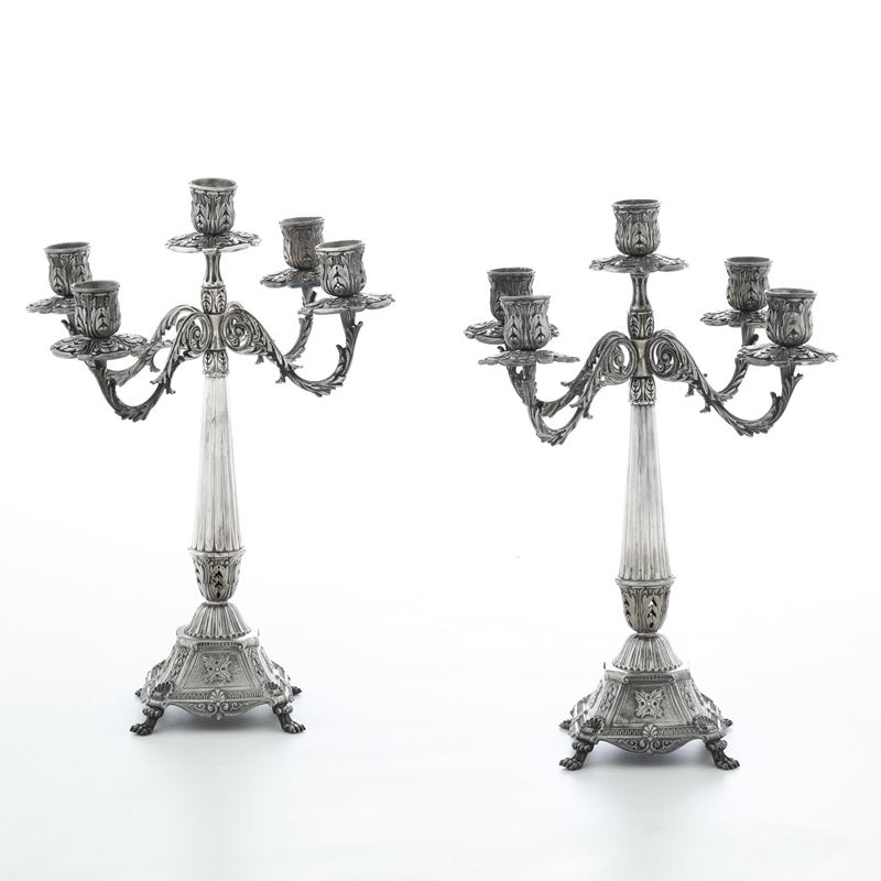 Coppia di candelabri  - Asta Argenti - Cambi Casa d'Aste