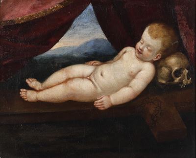Vanitas con Gesù Bambino Dormiente