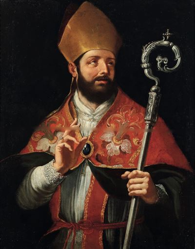 Scuola napoletana, Ritratto di vescovo, olio su tela