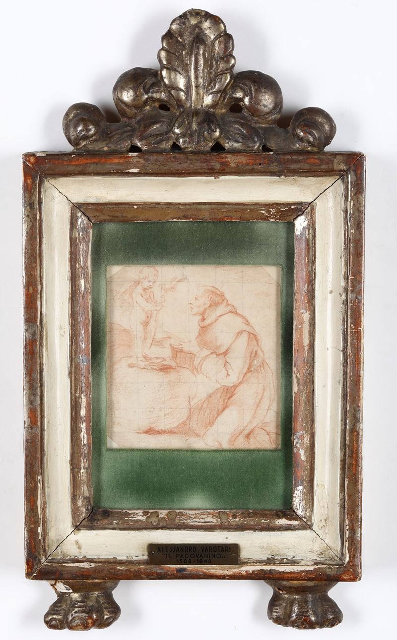 Alessandro Varotari detto il Padovanino : Sant’Antonio da Padova  - matita rossa su carta - Auction Old Masters - Cambi Casa d'Aste