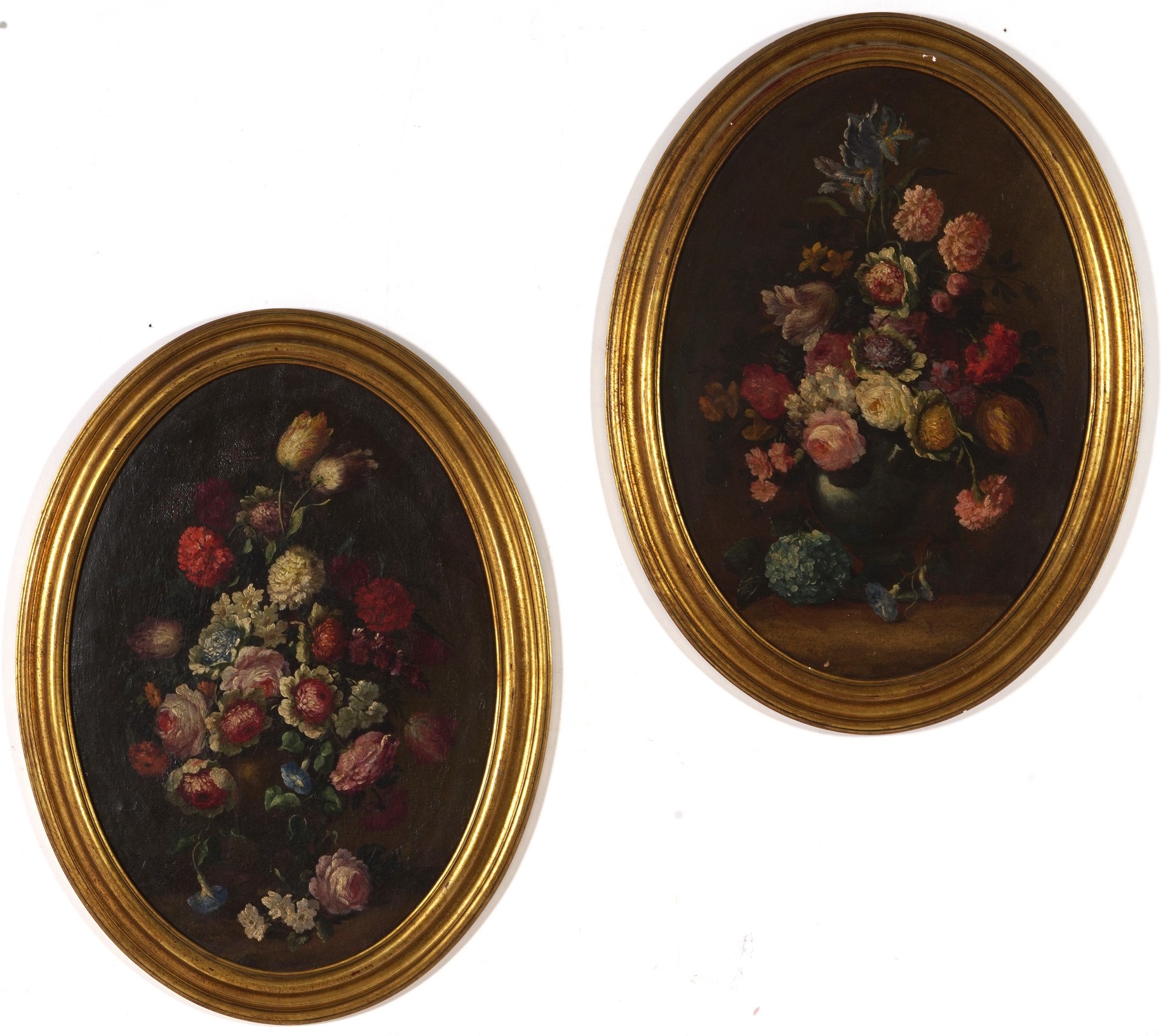 Scuola del XVIII secolo Nature morte con vasi di fiori