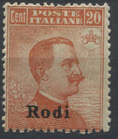 1918, Possedimenti, Rodi, 20c. Arancio Senza Filigrana (12c)