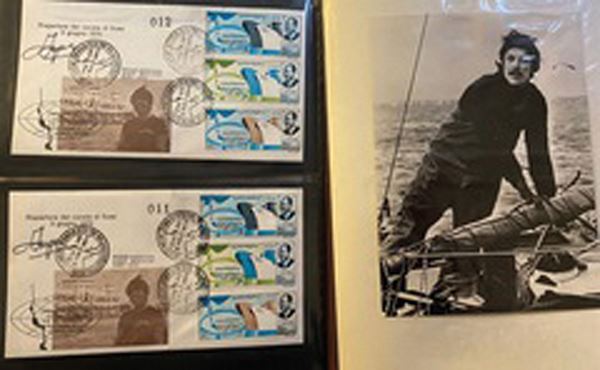 1973, Repubblica Italiana, sette buste, ognuna firmata da Ambrogio Fogar, viaggiate intorno al mondo a bordo del “Surprise”.