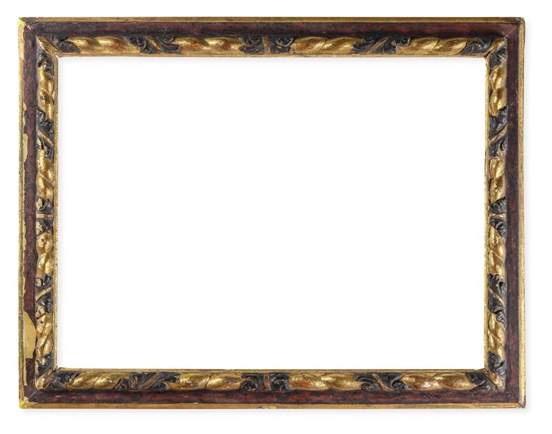 Cornice a cassetta laccata e dorata. Lombardia XVII secolo  - Auction Antique Frames - Cambi Casa d'Aste