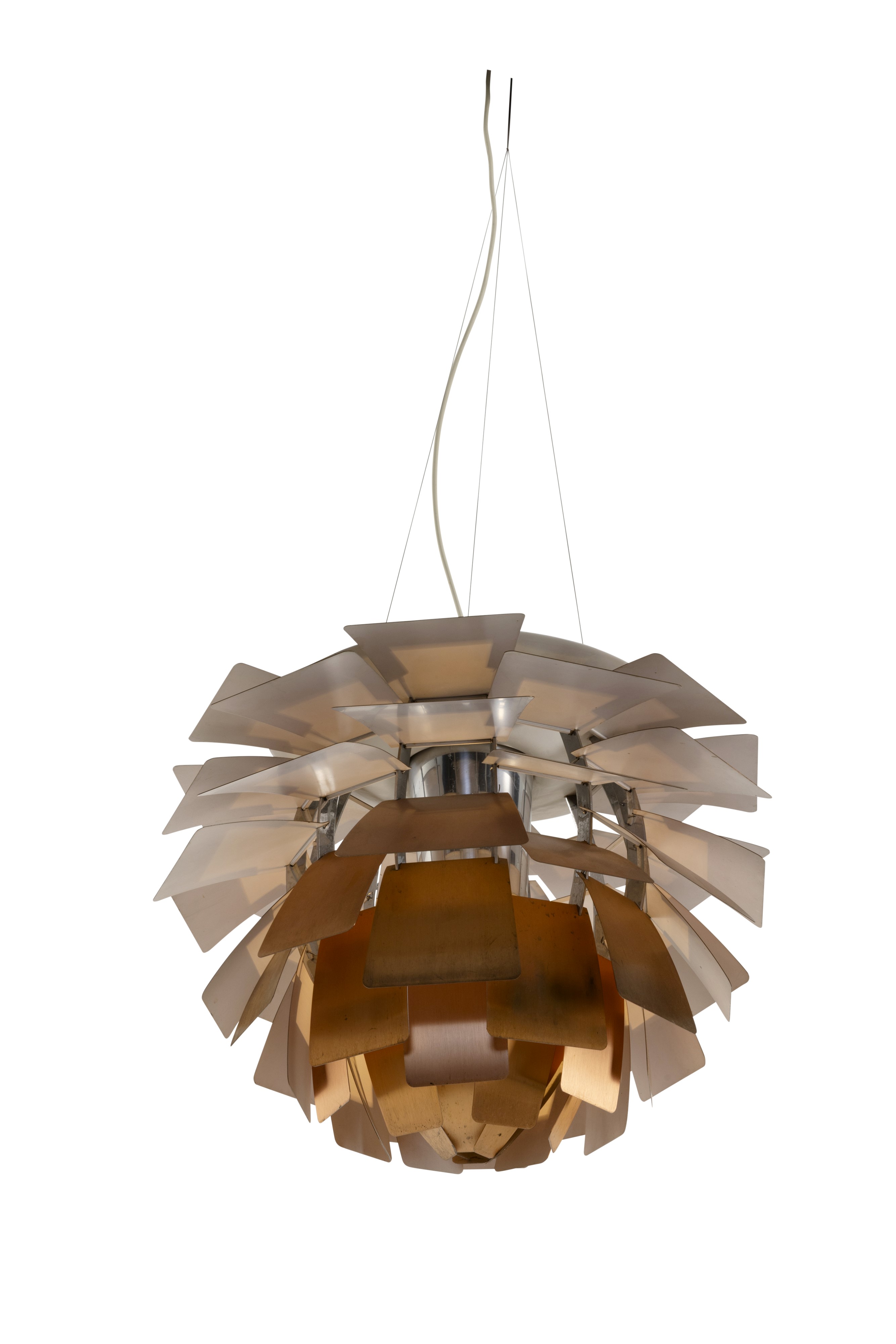 Poul Henningsen - Lampada a sospensione modello Artichoke, ottone ramato e metallo cromato