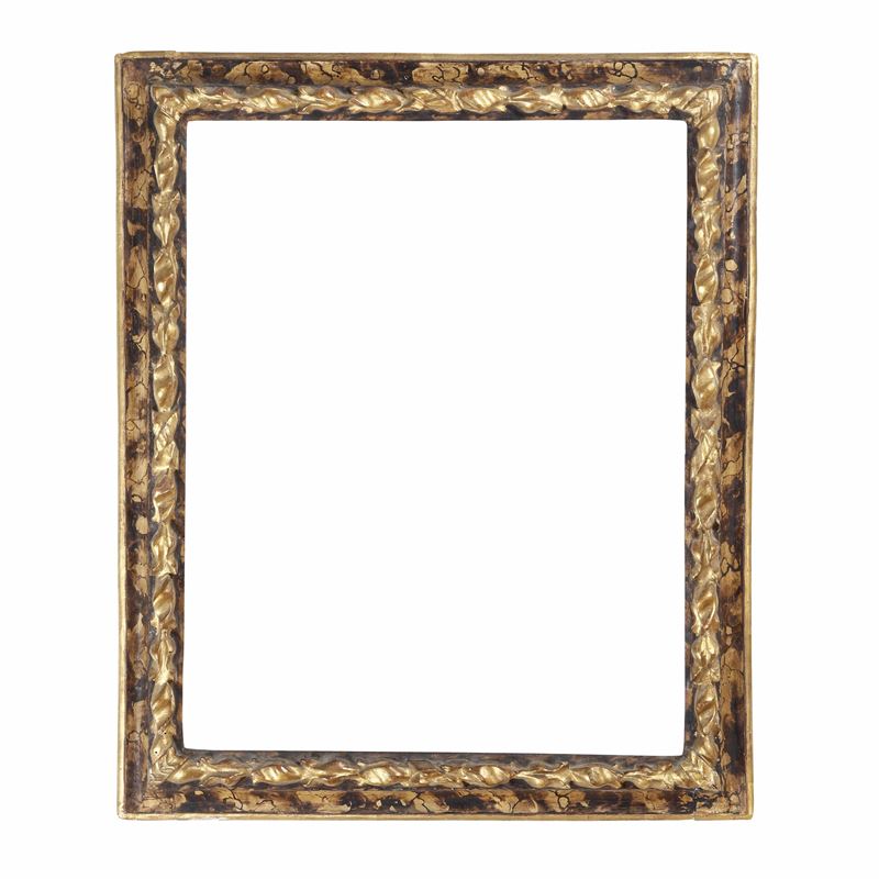 Cornice in legno intagliato, dorato e laccato a finto marmo. Emilia fine XVII secolo  - Auction Antique Frames - Cambi Casa d'Aste
