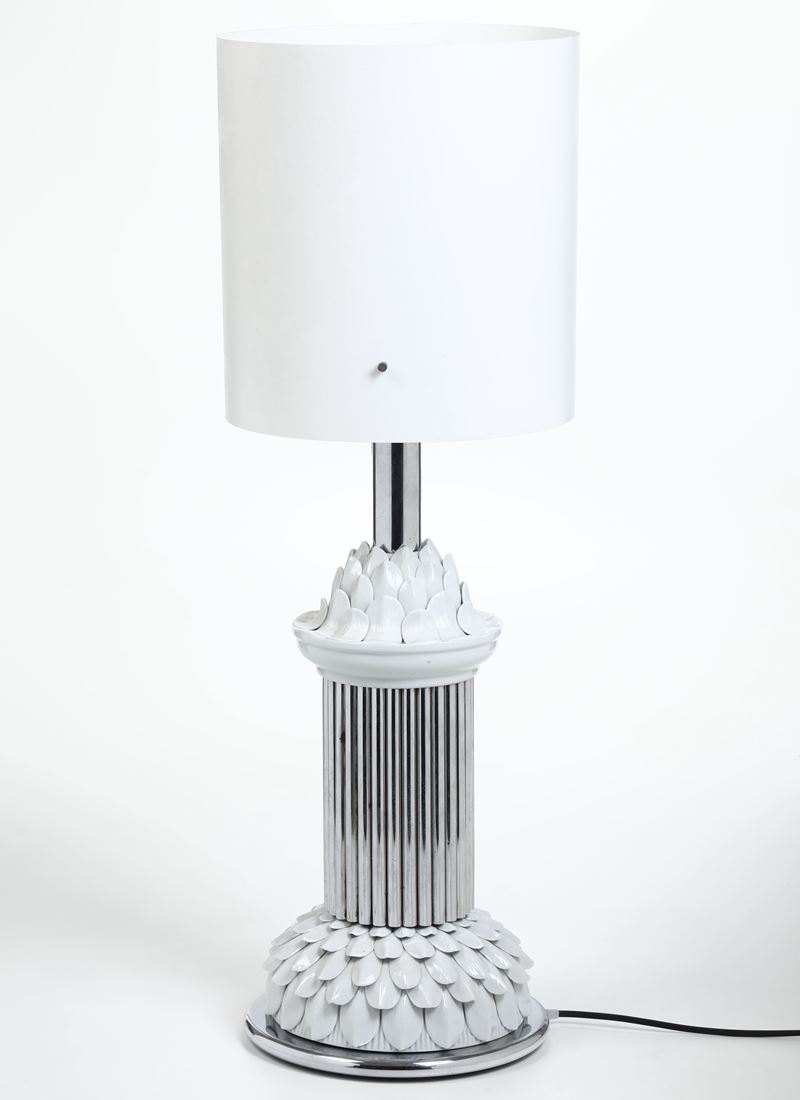 Abat-jour in acciaio e ceramica. XX secolo  - Asta Antiquariato - Cambi Casa d'Aste