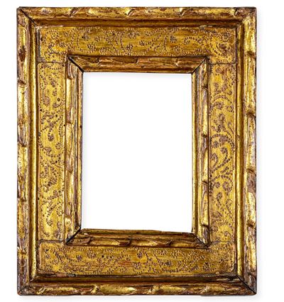 Cornice a Cassetta in Legno Dorato e Bulinato. Toscana, XVII Secolo