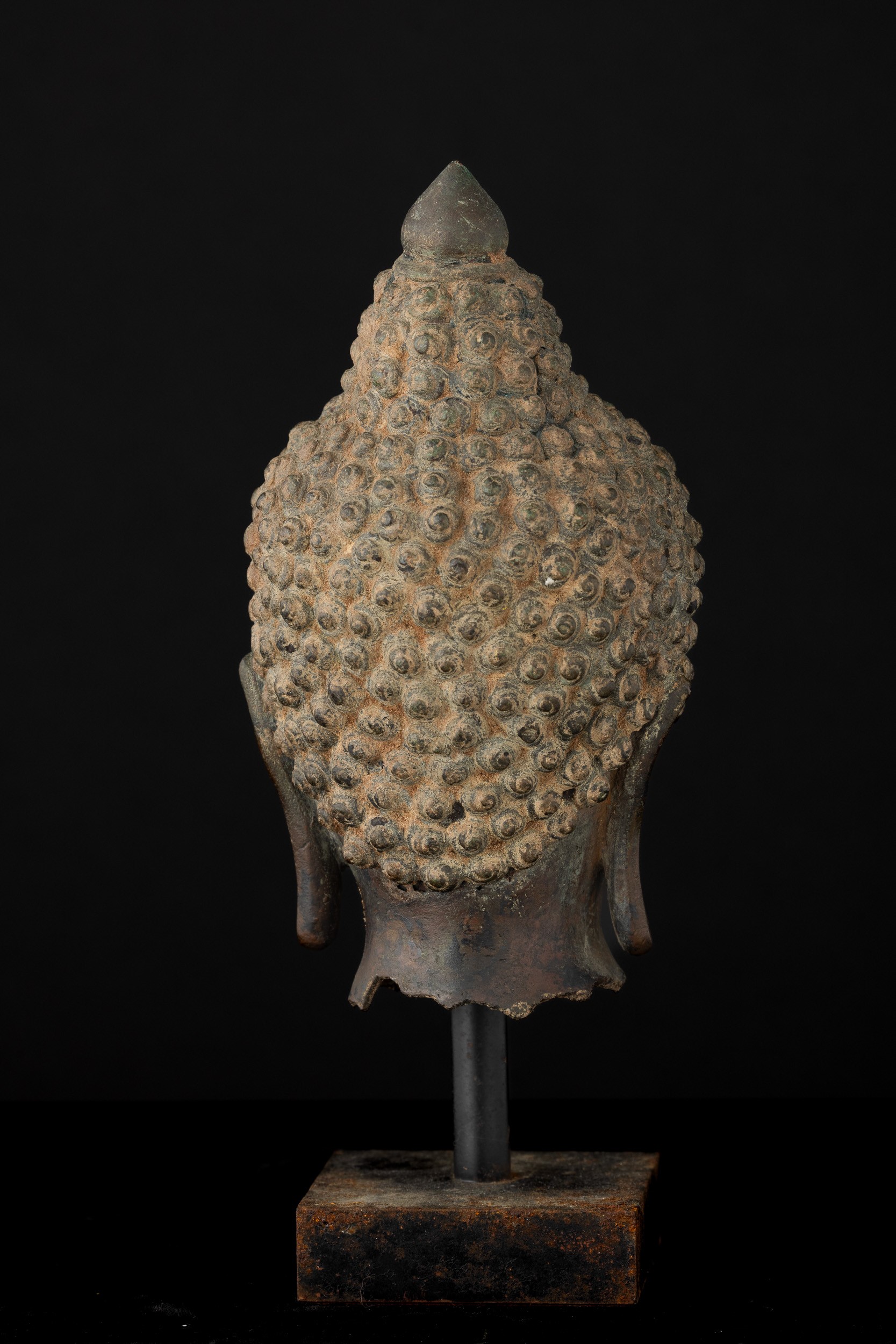 Testa di Buddha in Bronzo, Thailandia, XIX Secolo, Regno di Rattanakosin/del Siam (1782-1932)