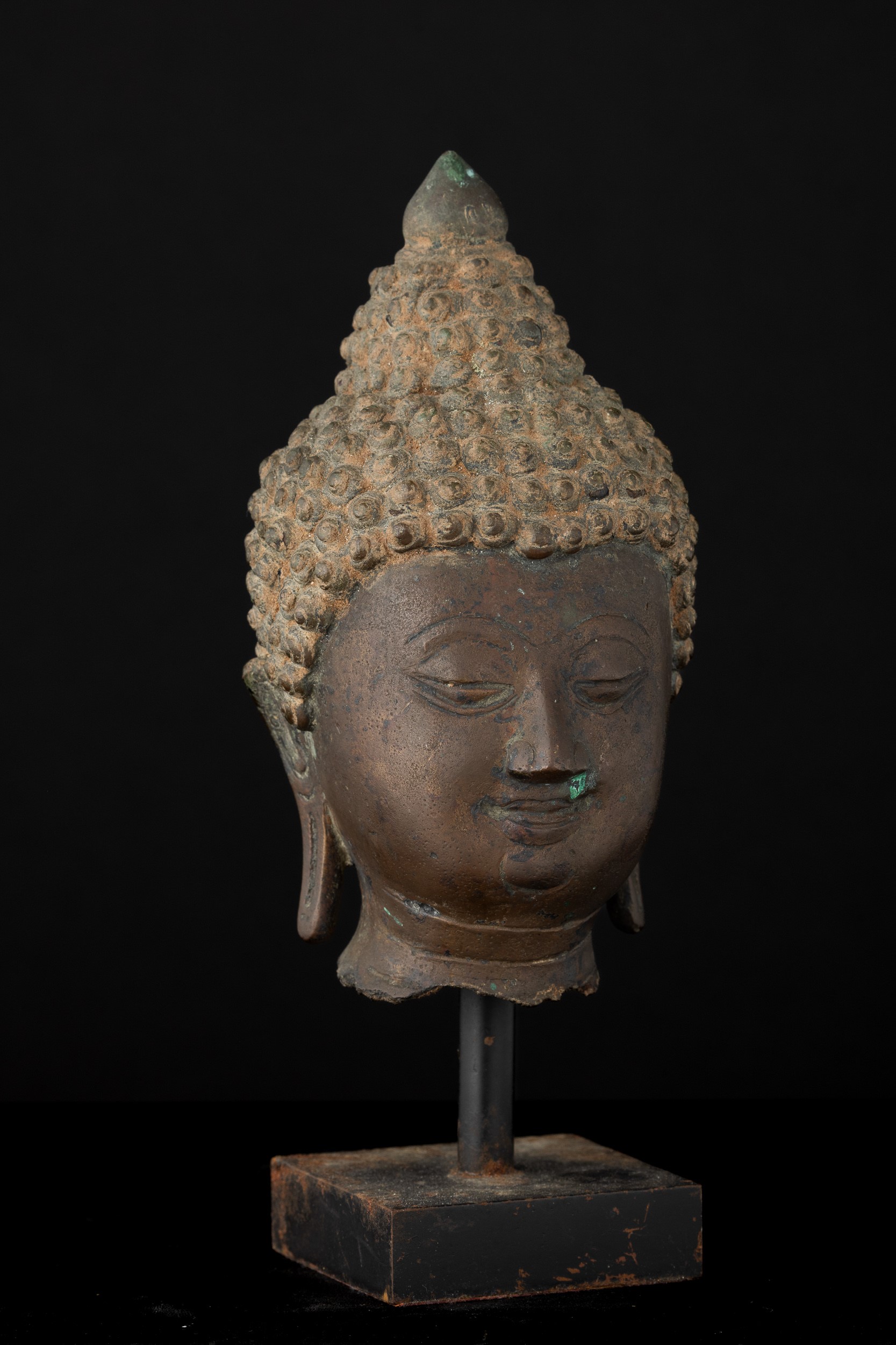 Testa di Buddha in Bronzo, Thailandia, XIX Secolo, Regno di Rattanakosin/del Siam (1782-1932)