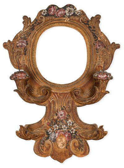 Cornice in Legno Intagliato e Dipinto a Tempera. XVIII Secolo