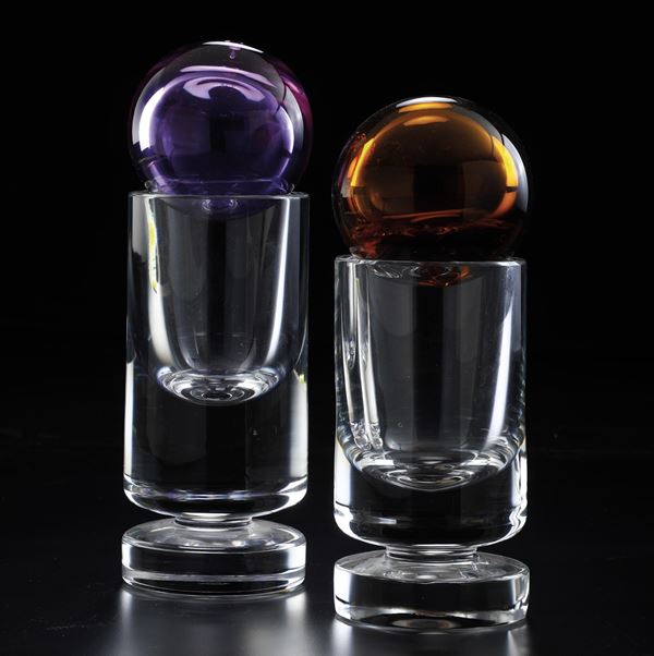 Due vasi. Francia, Manifattura Baccarat, seconda metà del XX secolo. 