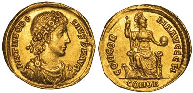 Teodosio I, 379-395. Solido, Anni 379-383. Costantinopoli.