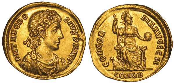 TEODOSIO I, 379-395. Solido, anni 379-383. Costantinopoli.