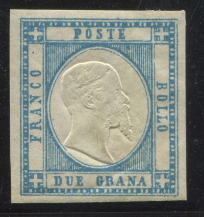 1861, Province Napoletane, 2 Gr. Celeste (20a), Gomma Originale.