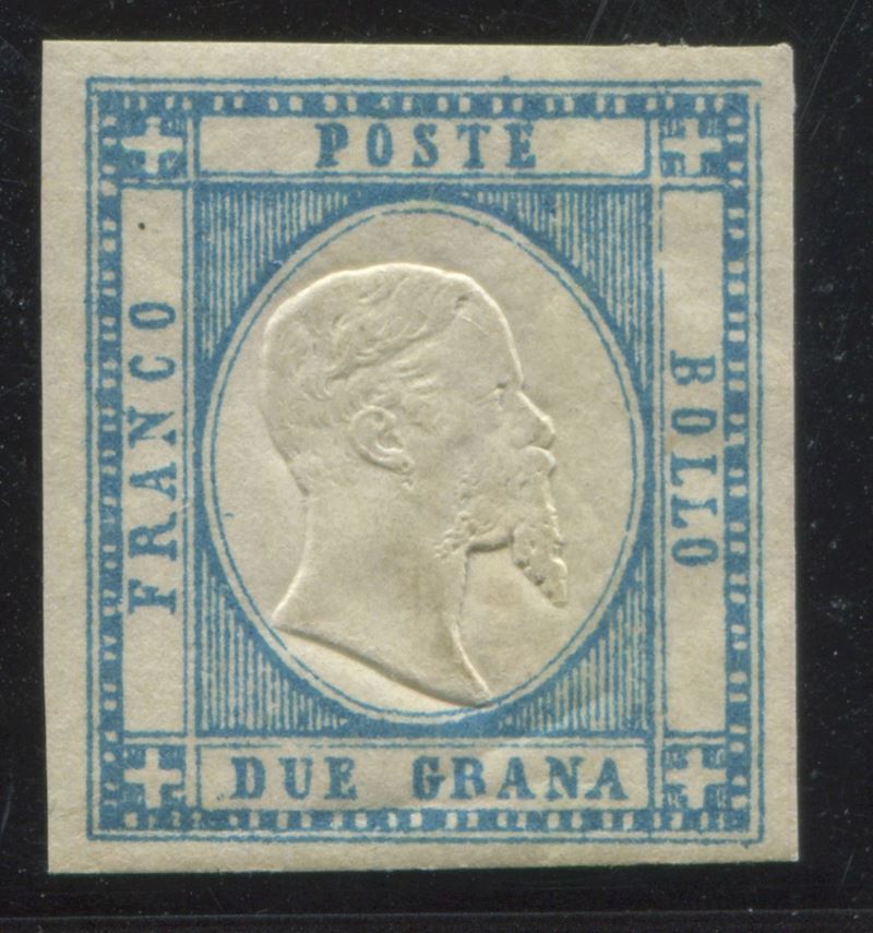 1861, Province Napoletane, 2 gr. celeste (20a), gomma originale.  - Auction Postal History and Philately - Cambi Casa d'Aste
