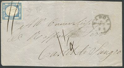 1862, Province Napoletane, Frontespizio da Napoli per Castel di Sangro DL 6 Novembre 1862 Affranc...