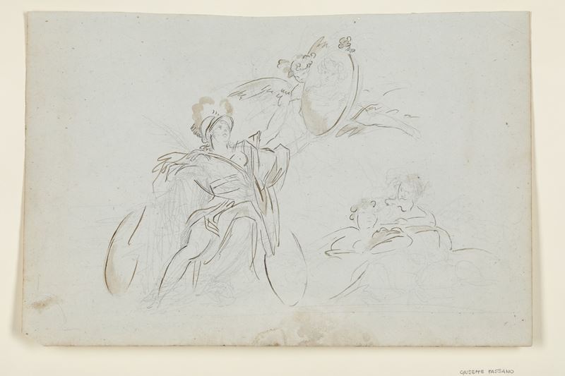 Giuseppe Passano : Scena allegorica  - matita nera, penna, inchiostro bruno e acquerello su carta - Asta Dipinti Antichi - Cambi Casa d'Aste