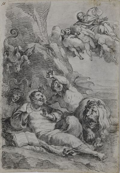 Tentazioni di Sant'Antonio, matita nera su carta