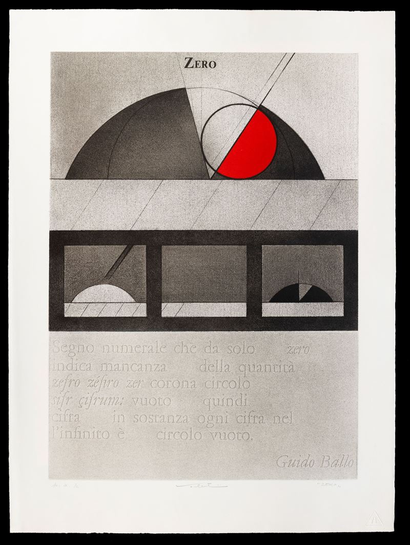 Walter Valentini : Zero  (1974)  - litografia - Auction Walter Valentini - Cambi Casa d'Aste