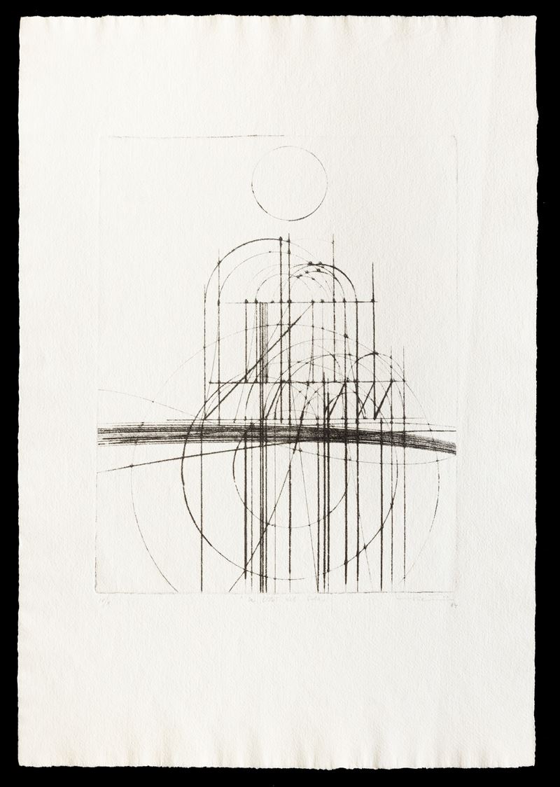 Walter Valentini : La città del sole  (1984)  - puntasecca - Asta Walter Valentini - Cambi Casa d'Aste