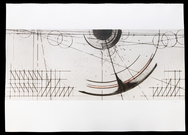 Walter Valentini : Lo spazio, il tempo  (1992)  - puntasecca retouche con foglia d'argento - Auction Walter Valentini - Cambi Casa d'Aste