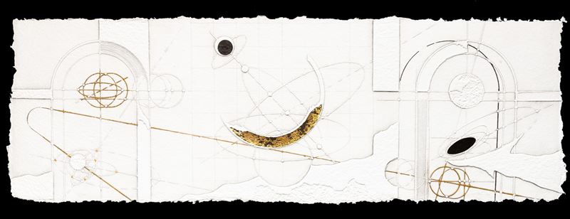 Walter Valentini : La porta del cielo  (2002)  - acquaforte con retouche foglia d'oro - Asta Walter Valentini - Cambi Casa d'Aste