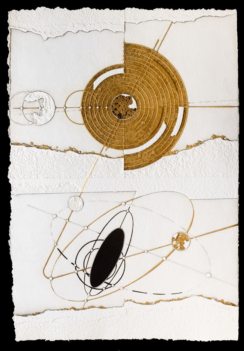 Walter Valentini : Segni del cielo  (2003)  - acquaforte acquatinta con retouche con foglia d'oro - Auction Walter Valentini - Cambi Casa d'Aste