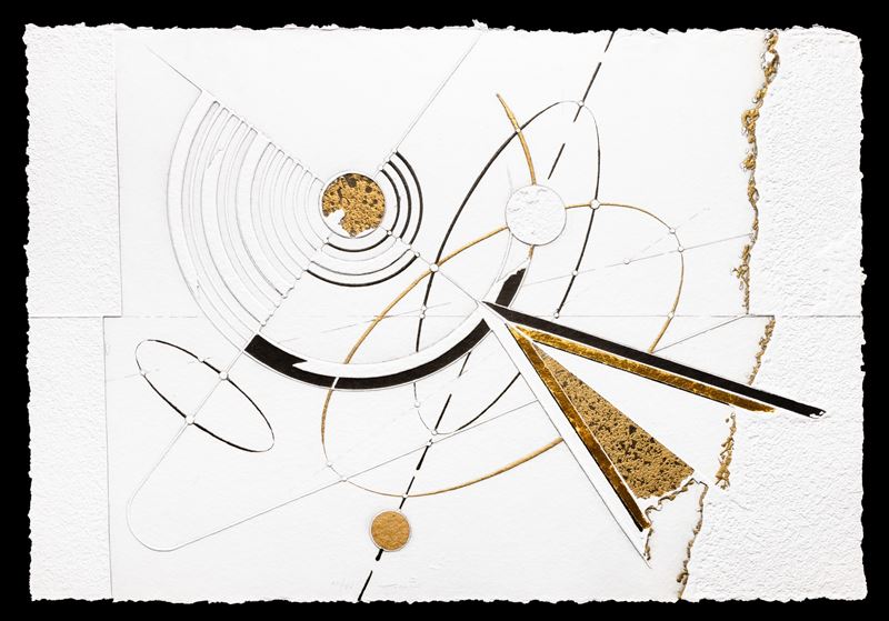 Walter Valentini : Segni del cielo  (2003)  - acquaforte con retouche con foglia d'oro - Asta Walter Valentini - Cambi Casa d'Aste