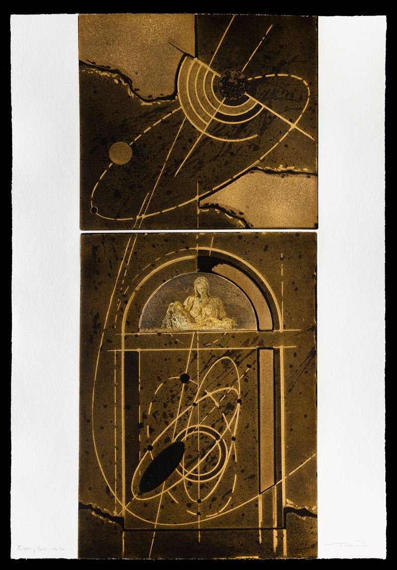 Walter Valentini : Senza titolo  (2005)  - acquaforte e collage - Asta Walter Valentini - Cambi Casa d'Aste